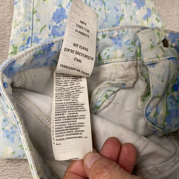 Abercrombie & Fitch Women's Jeans 0/25 Skinny Floral Blue Green Cotton Stretch - Picture 8 of 11